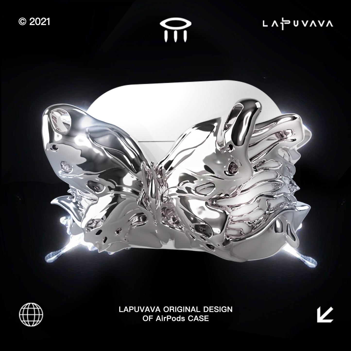 LAPUVAVA | Original Butterfly Art 3D Printed AirPods Case with Silicone Cover