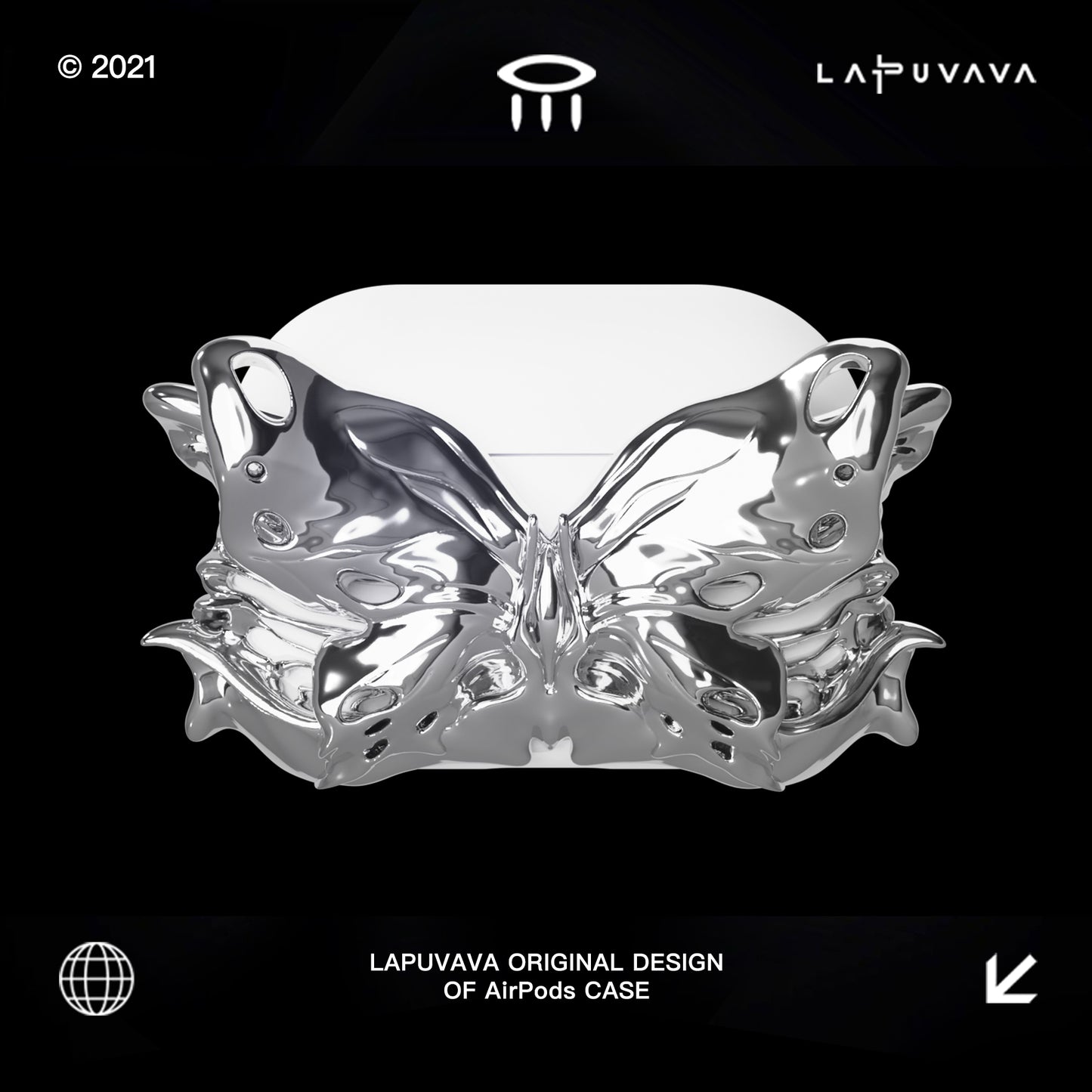 LAPUVAVA | Original Butterfly Art 3D Printed AirPods Case with Silicone Cover